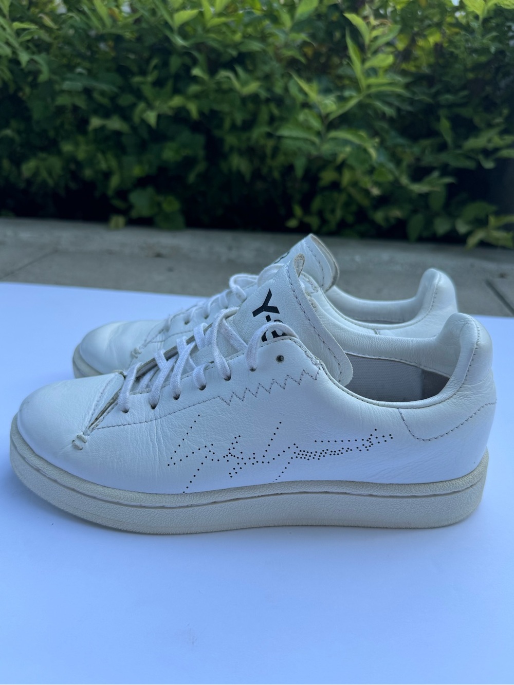 Adidas Y-3 Yohji Yamamoto Yohji Court White Leather Sneakers 4.5